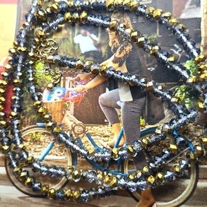 💥4/$20 Crystal Style Beads Gold Gray Necklace